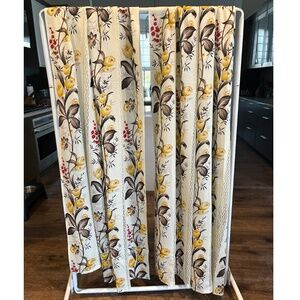 Beautiful Vintage Retro Multi Color Floral Curtains with Lace Panels